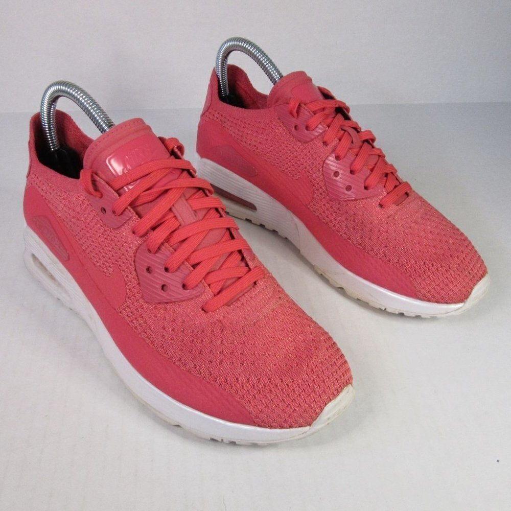 Nike Air Max 90 Shoes Ultra 2.0 Flyknit Geranium Pink Sneakers Womens 8.5